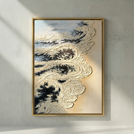Calcified Meridian black and ivory abstract textured wall art