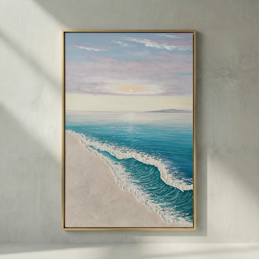 Ethereal Tide turquoise coastal textured wall art