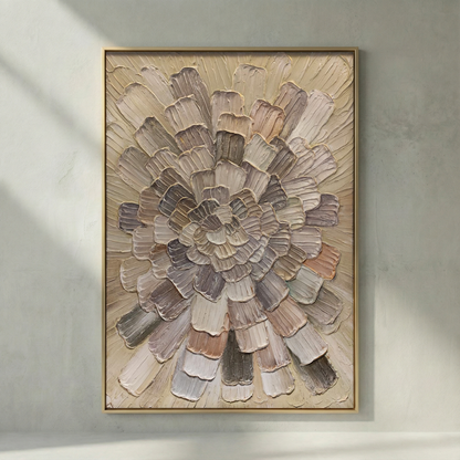 Tectonic Bloom neutral radial impasto wall art
