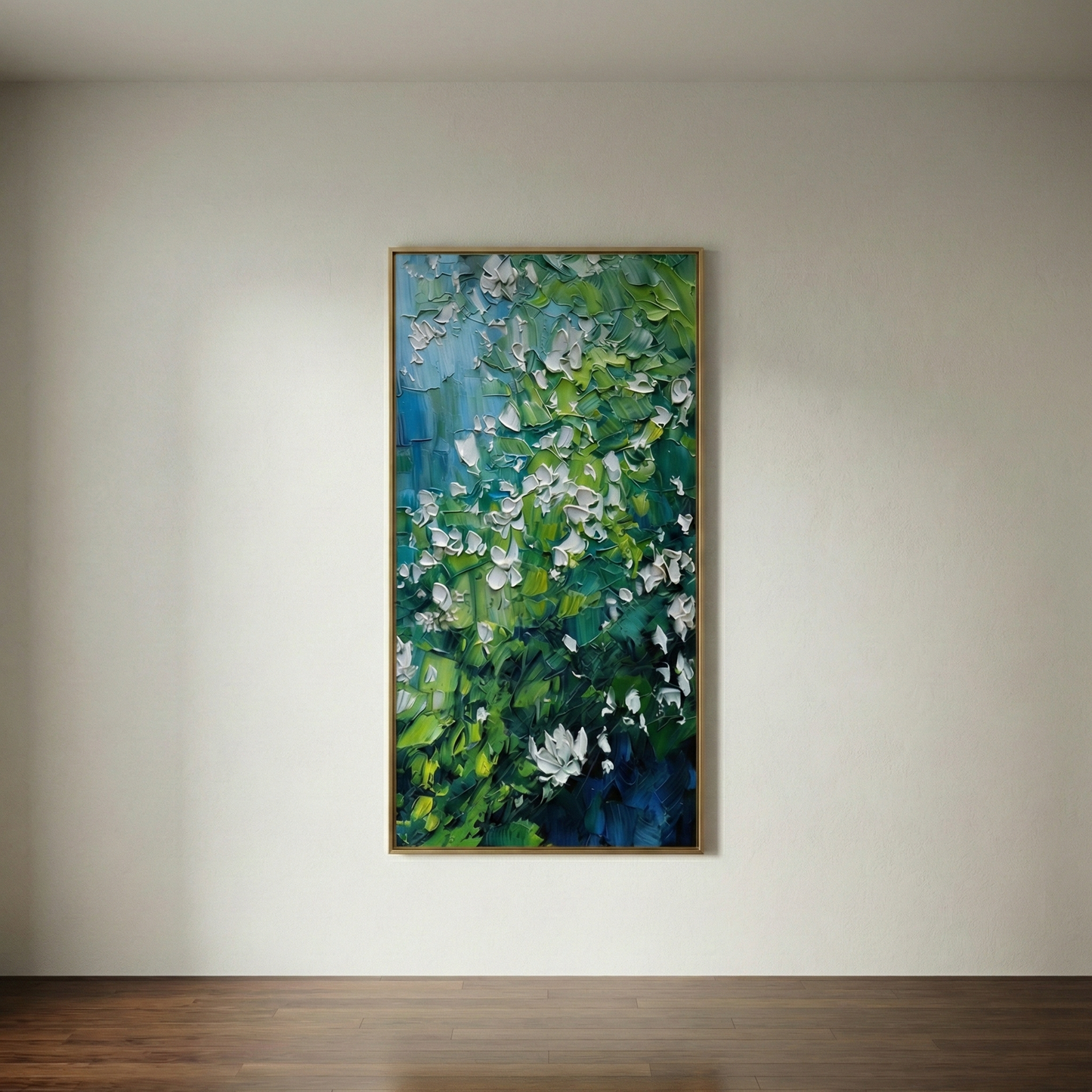 Aethelgard Verdant green garden wall art on a moody neutral wall