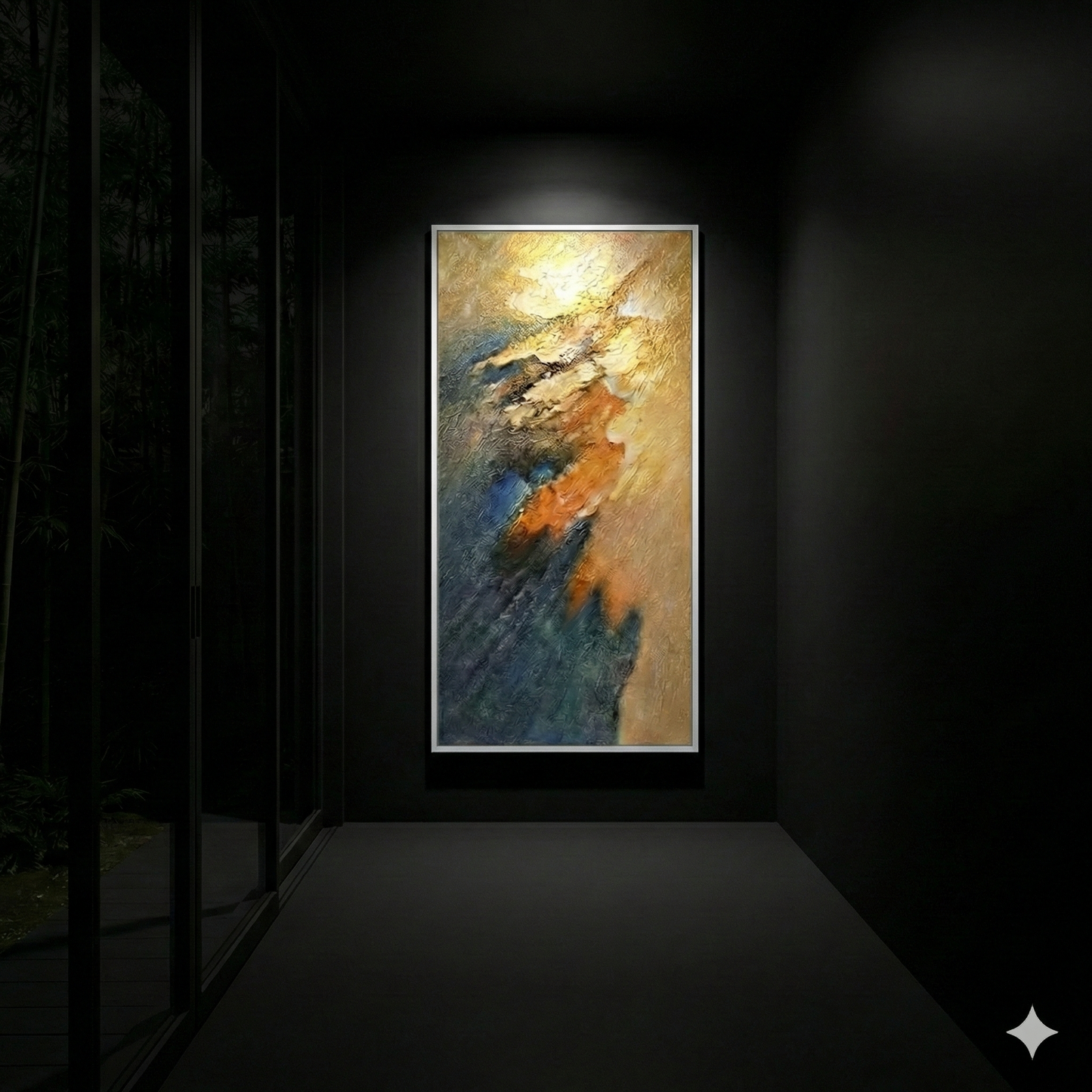 Meridian Strata in a dark vestibule with focused lighting