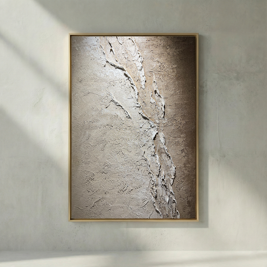 Resonant Strata cream and taupe geological textured wall art