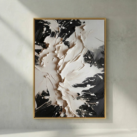 The Void black, white and cream heavy texture abstract wall art