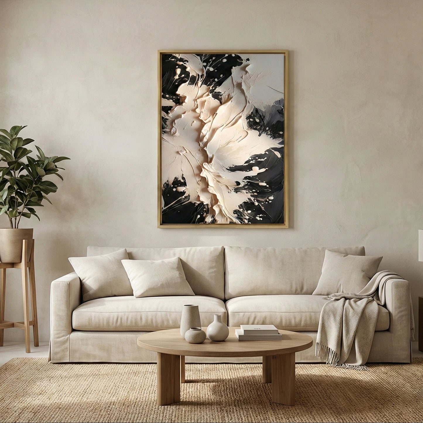 The Void above a neutral sofa in a bright living room
