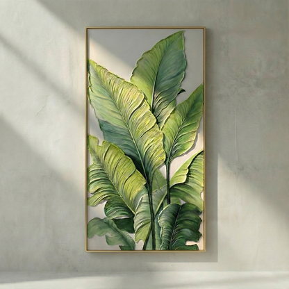 Verdant Stratum green tropical leaf textured wall art