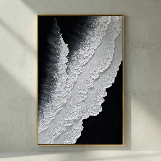 Vestige of Silence black and white layered relief wall art