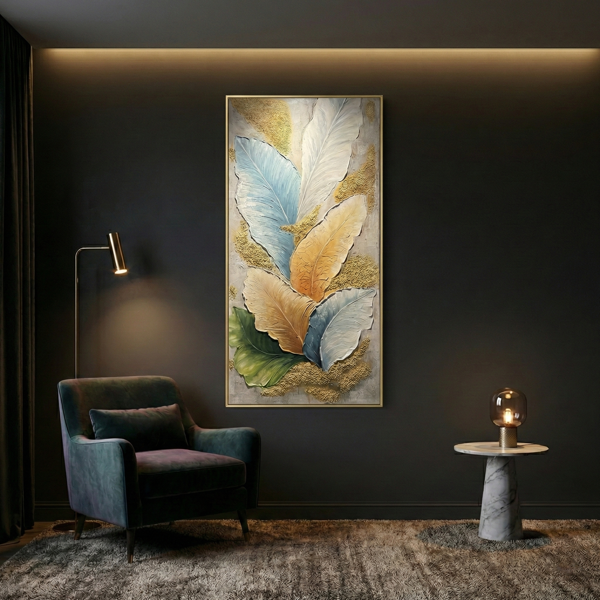 The Aurea Canopy displayed in a dark modern lounge