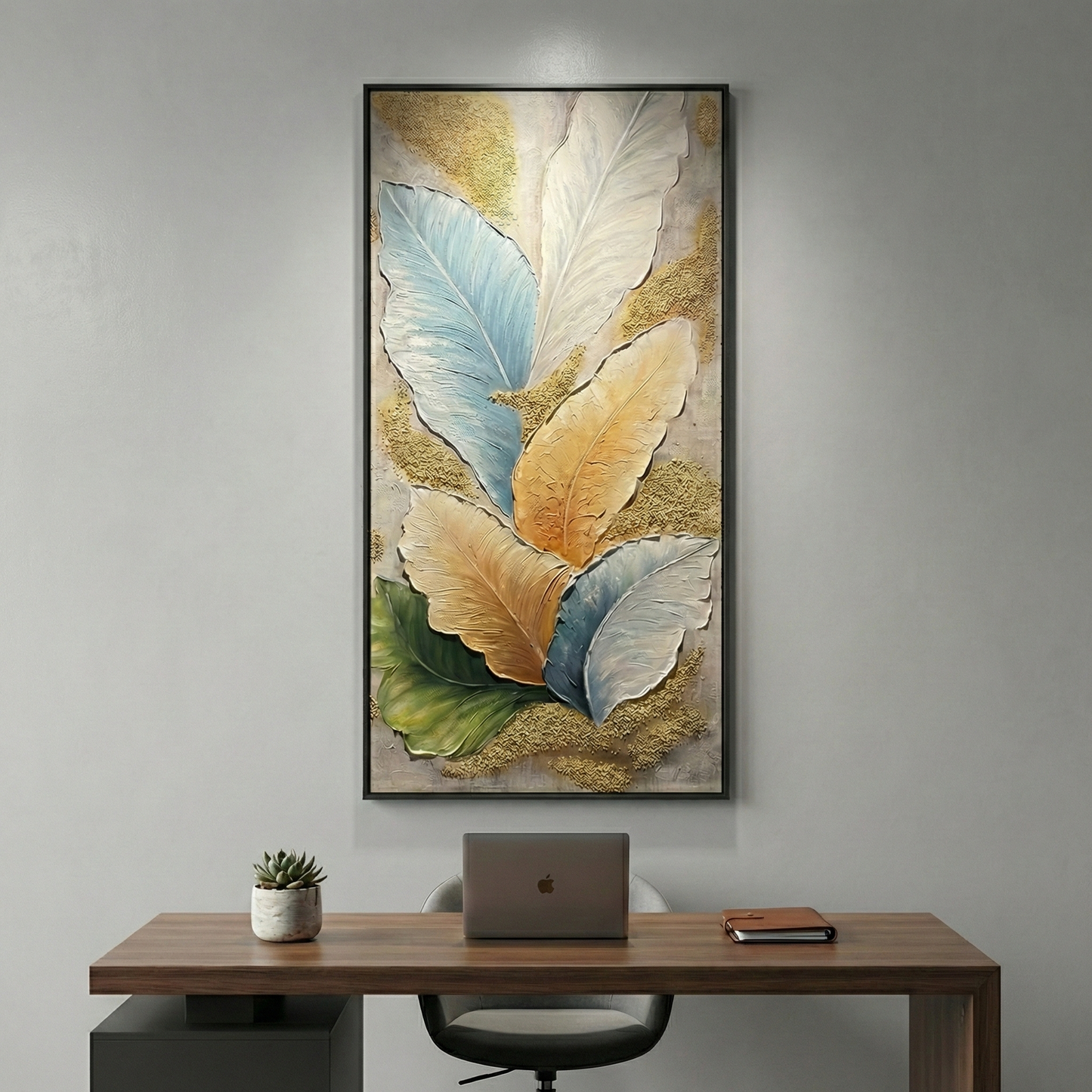 The Aurea Canopy botanical wall art in a concrete office
