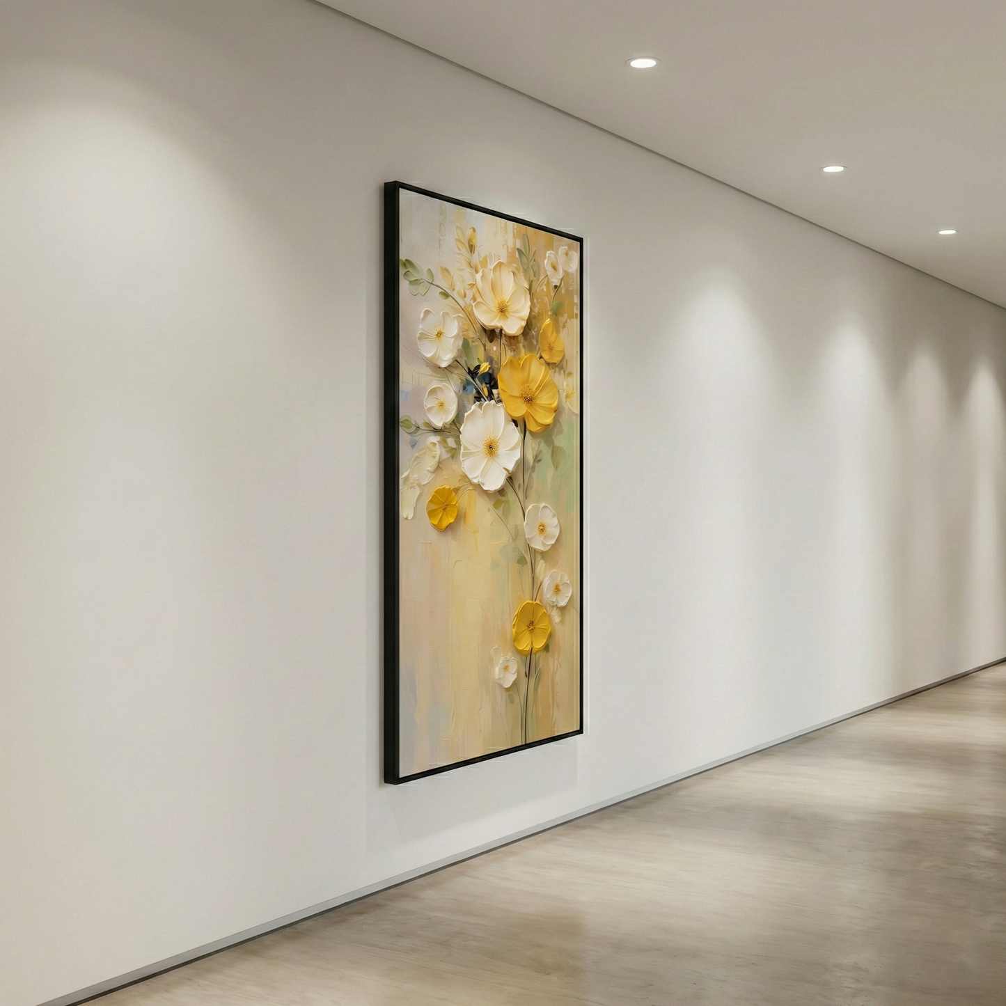 Side view of Cosmos Aeterna in a white gallery hallway