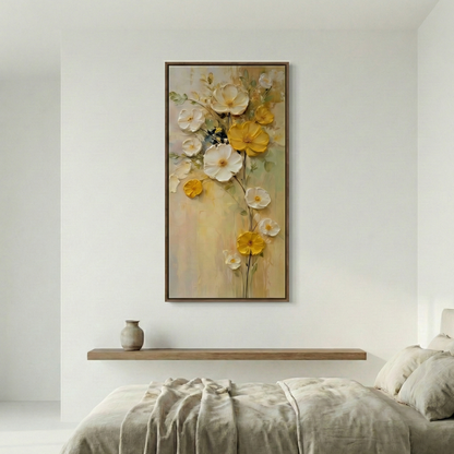 Cosmos Aeterna above a neutral bed in a light bedroom