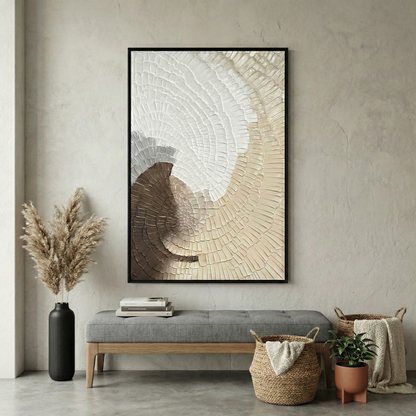 Kanso Flux above a gray bench in a natural entryway