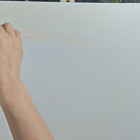 Painting a misty pine forest from the pale ground and distant trees to dark branches, green undergrowth and the finished canvas