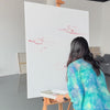 A pond painting taking shape, accompanied by soft solo piano.