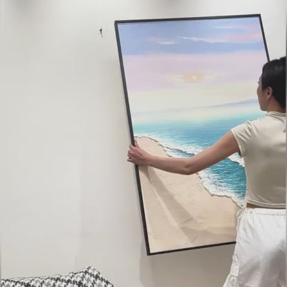 Ethereal Tide hand-painted shoreline texture and framed artwork video
