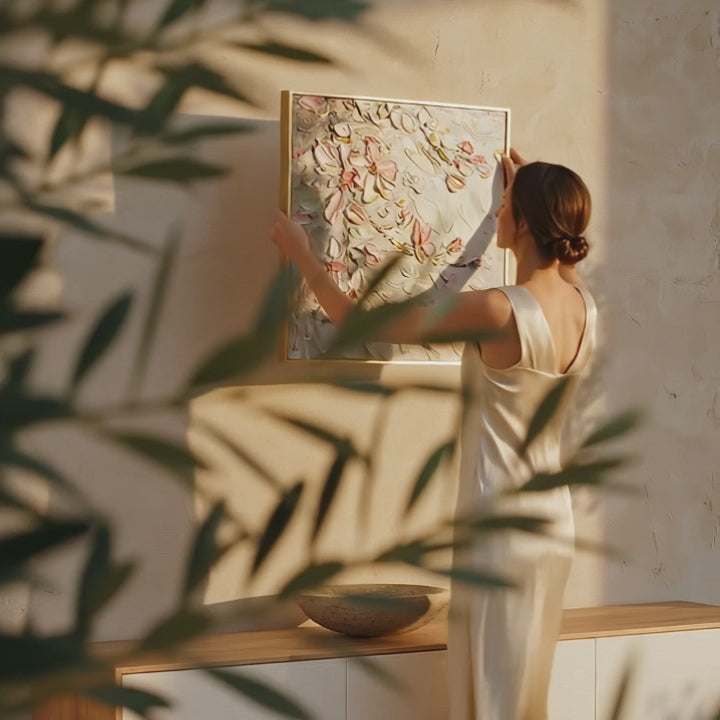 Resonant Drift sage, blush and cream handmade texture video
