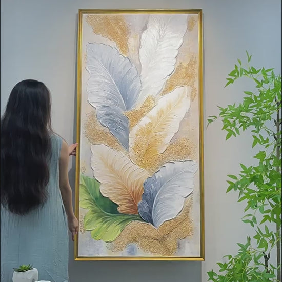 The Aurea Canopy blue, cream and ochre handmade leaf texture video