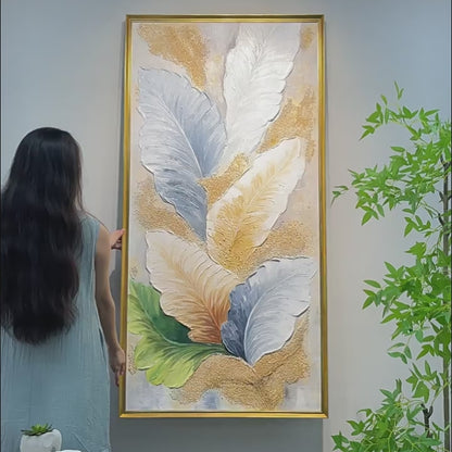 The Aurea Canopy blue, cream and ochre handmade leaf texture video