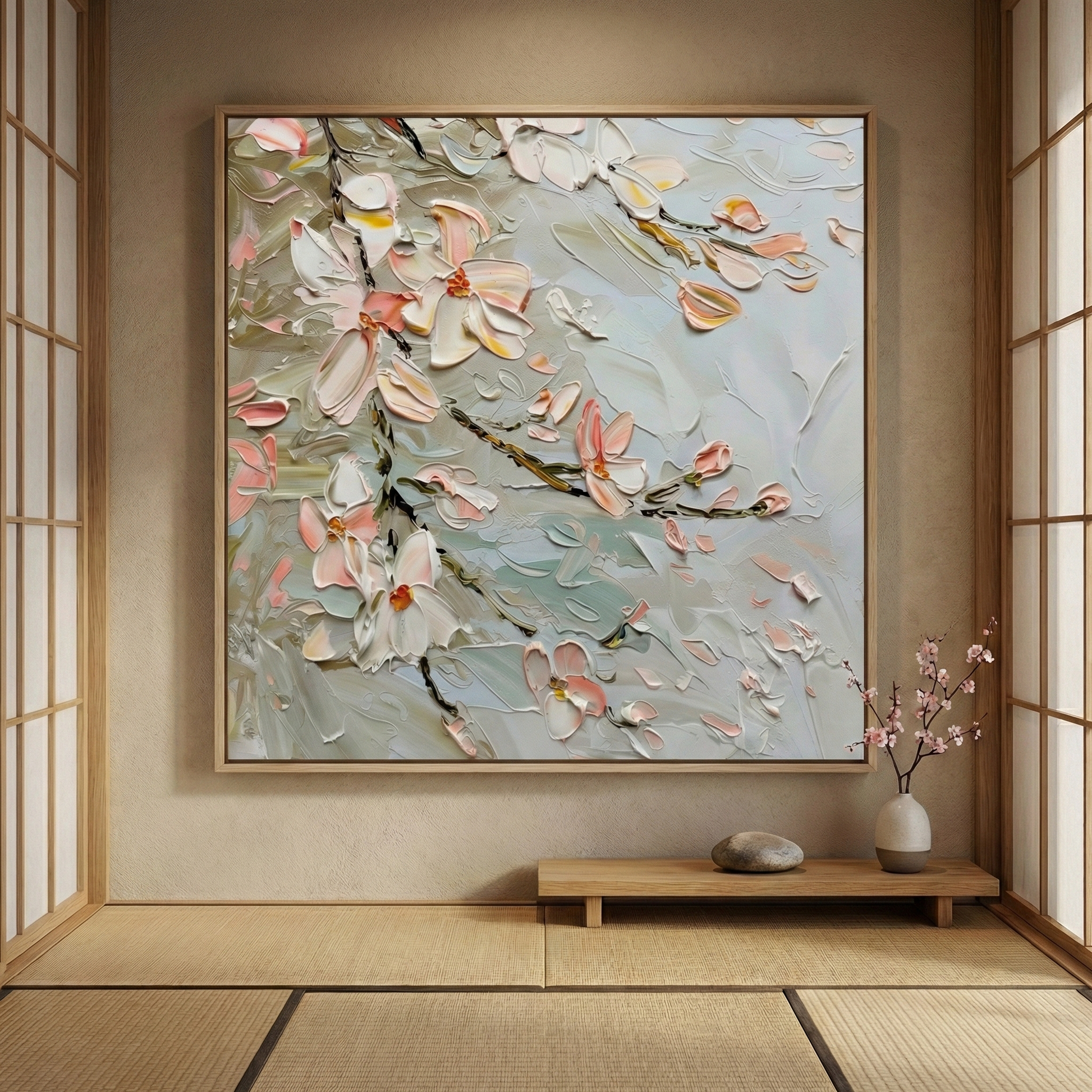 Resonant Drift in a warm Japandi-inspired alcove