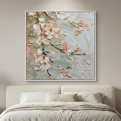Resonant Drift above a cream bed in a soft neutral bedroom
