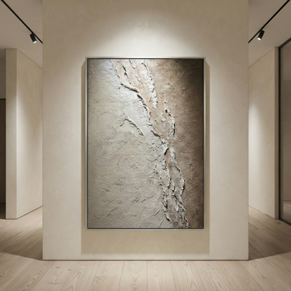 Resonant Strata vertical artwork on a central interior column