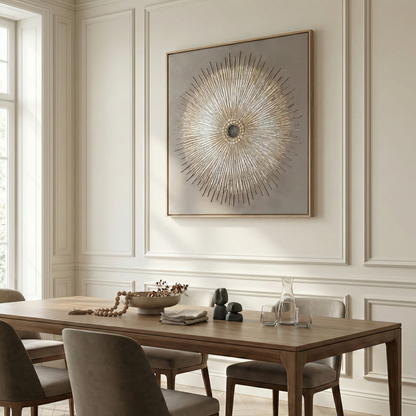 Solstice Relief centered in a modern dining room