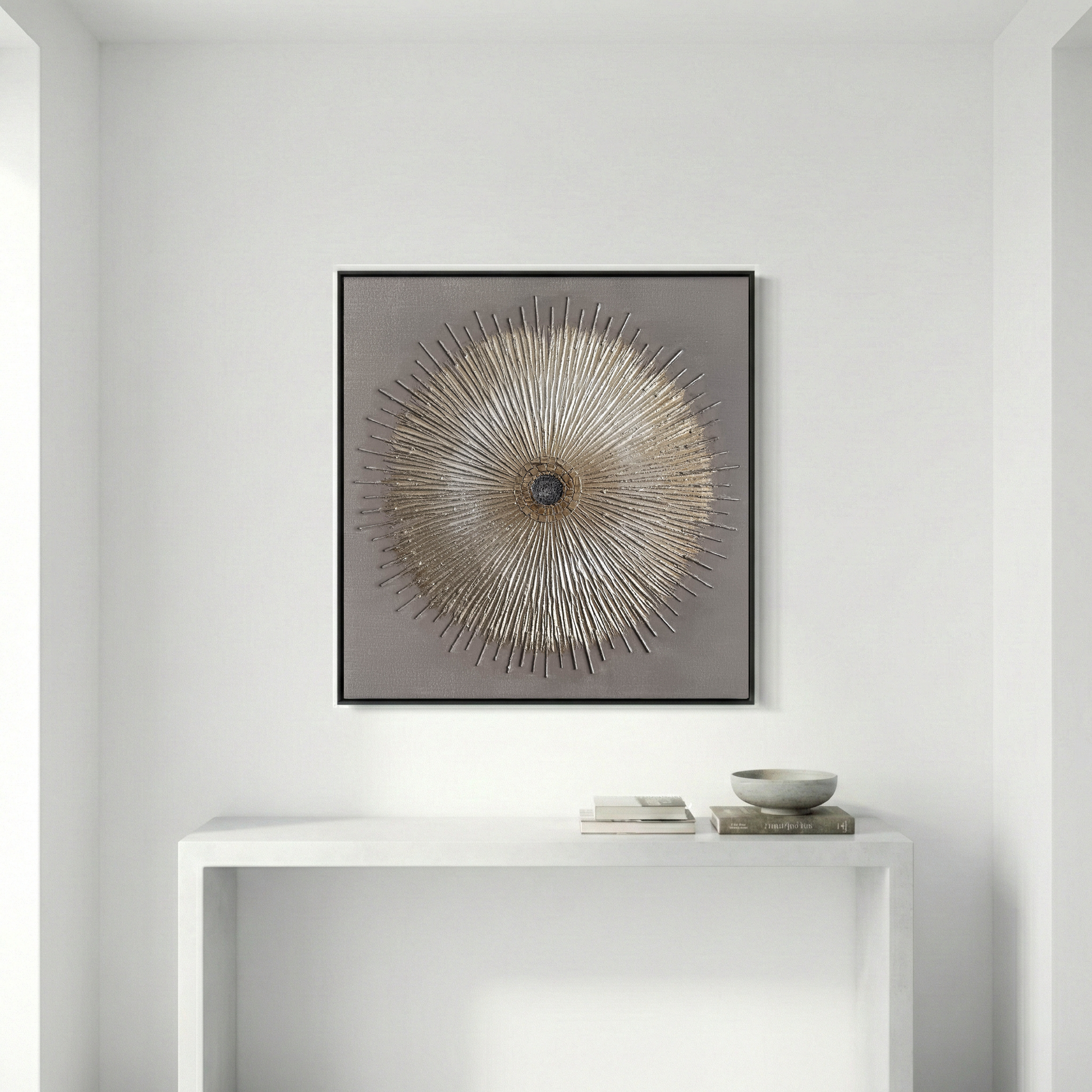 Solstice Relief above a console in a modern entryway
