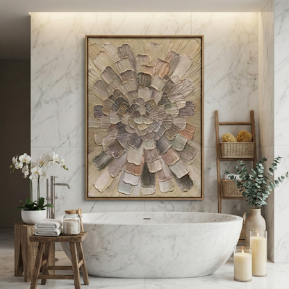 Tectonic Bloom displayed above a freestanding bath