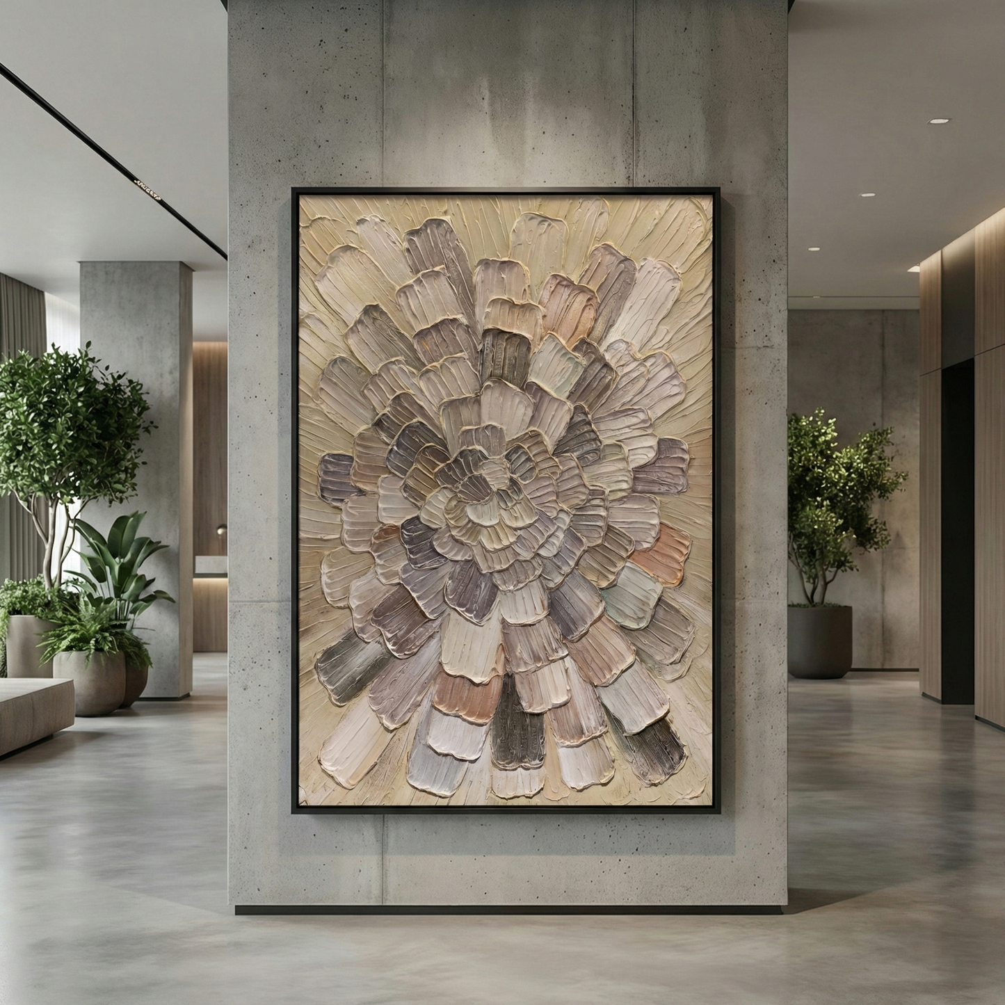 Tectonic Bloom displayed on a central interior column