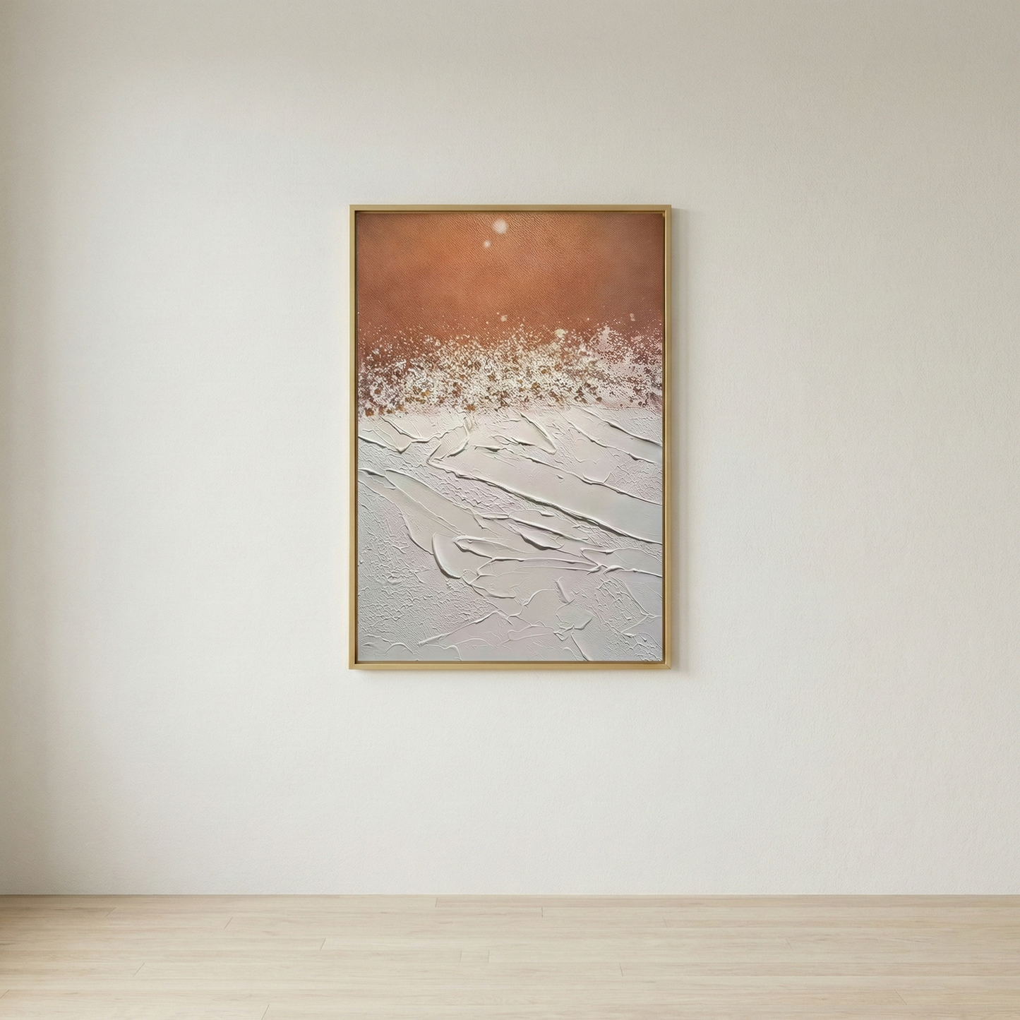 Terra Flux tall textured artwork in a bright dining room