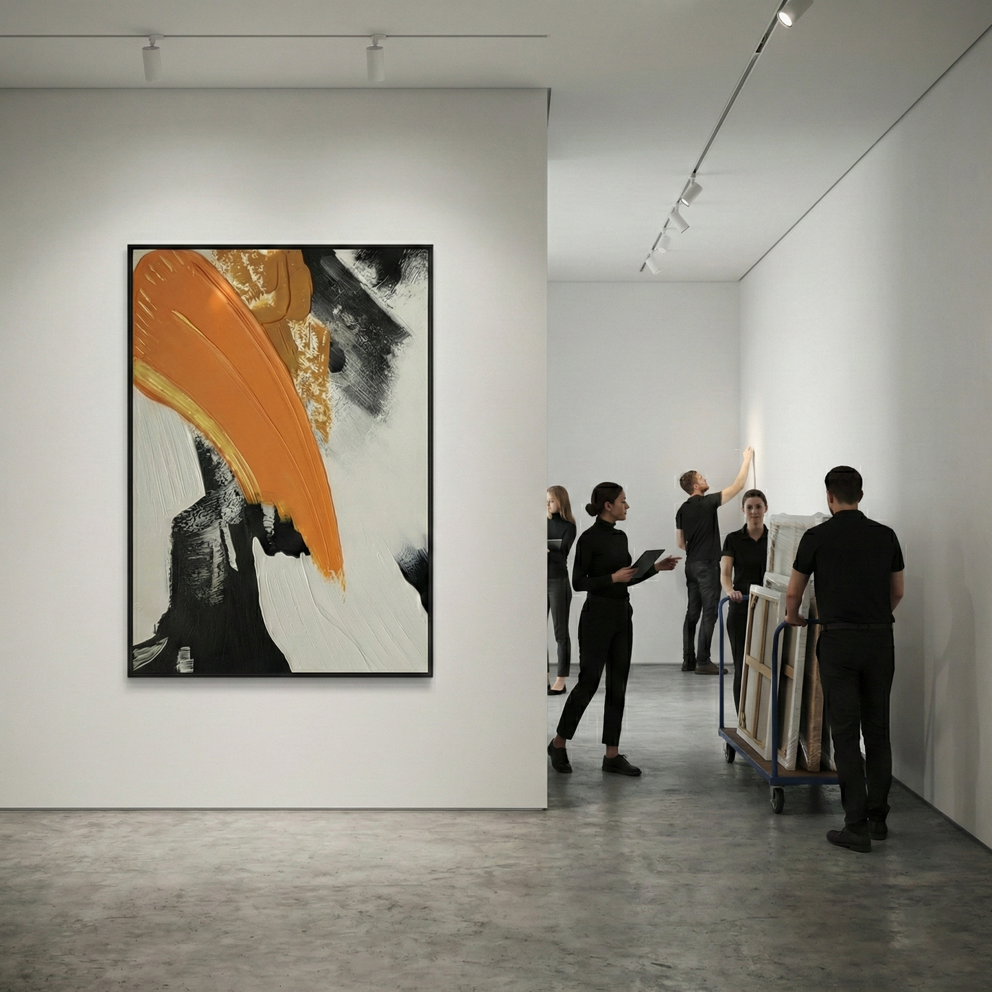 The Terra tall artwork along a gallery-style hallway