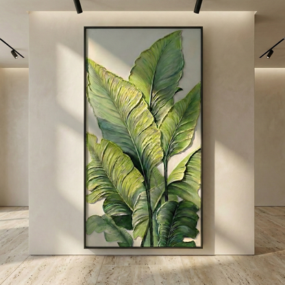 Verdant Stratum above a console in a stone entryway