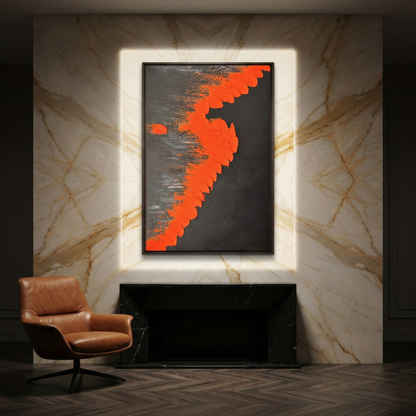 Vesperal Kinetic vertical artwork in an executive suite