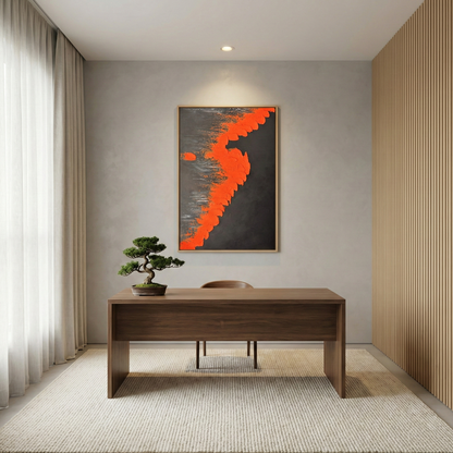 Vesperal Kinetic terracotta wall art in a minimal office